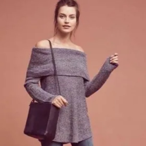 Anthropologie Moth Off the Shoulder Eyelet Sweater - Picture 4 of 9